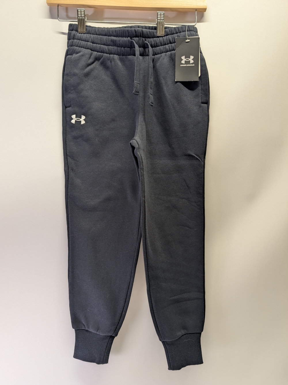Under Armour Youth Black Fleece Joggers with White Logo